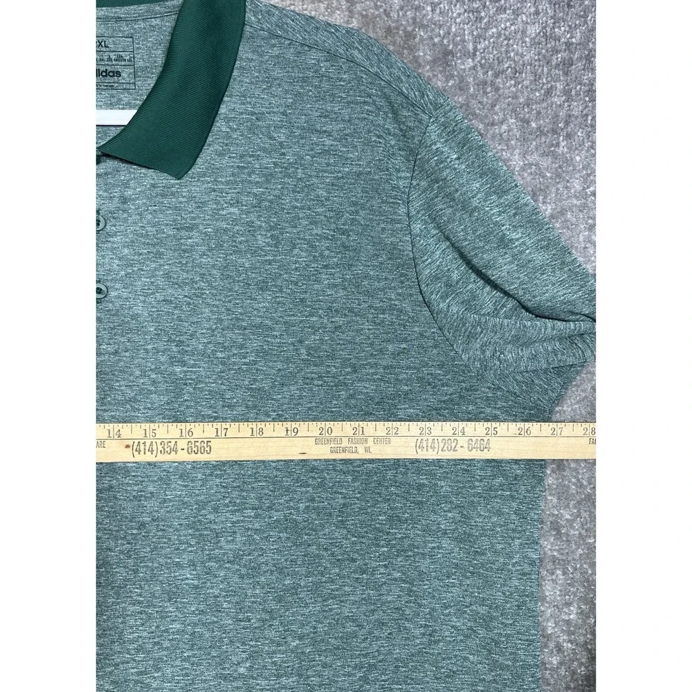 Adidas Adi Performance Heathered Polo Shirt Mens Size 2XL Green Short Sleeve